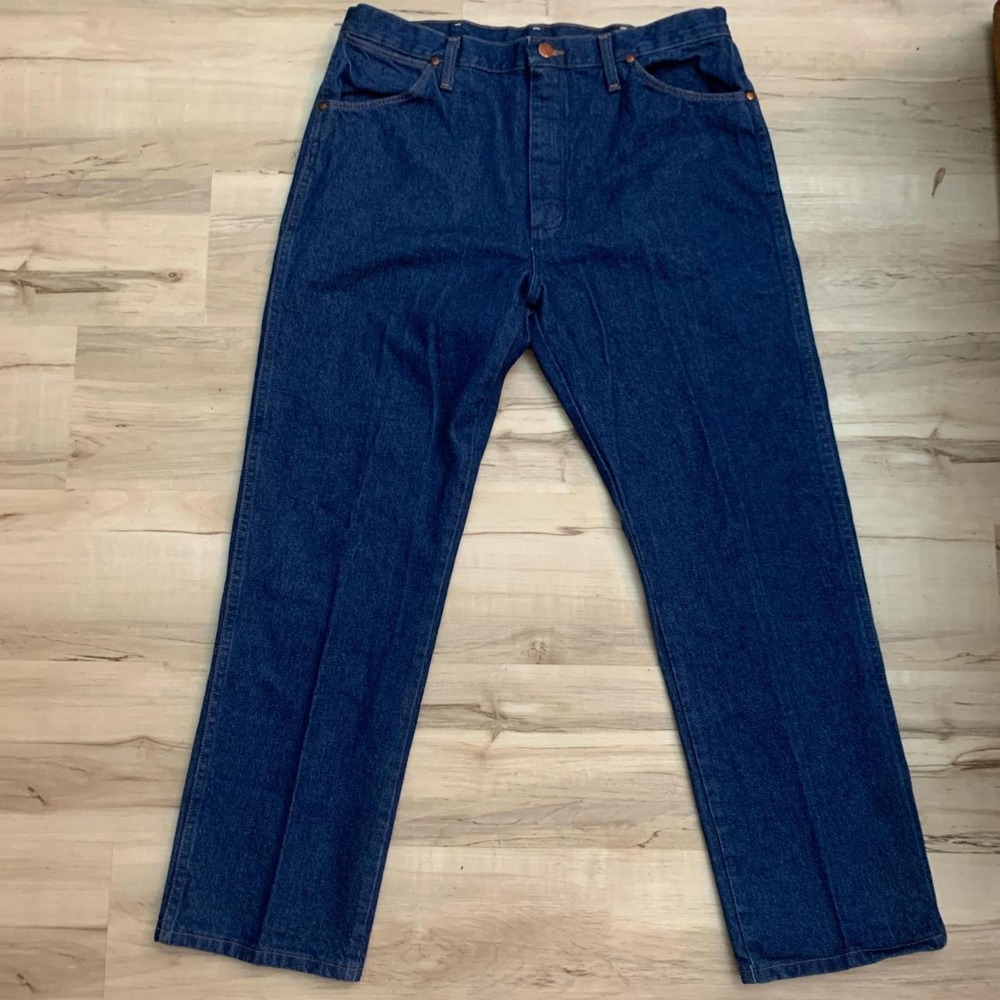 Wrangler 13MWZPW Blue Straight Leg Denim Jeans Mens 36x30